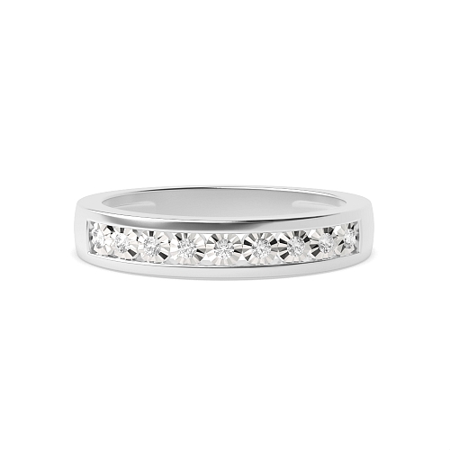 Channel Setting Round Illusion set Engagement Rings