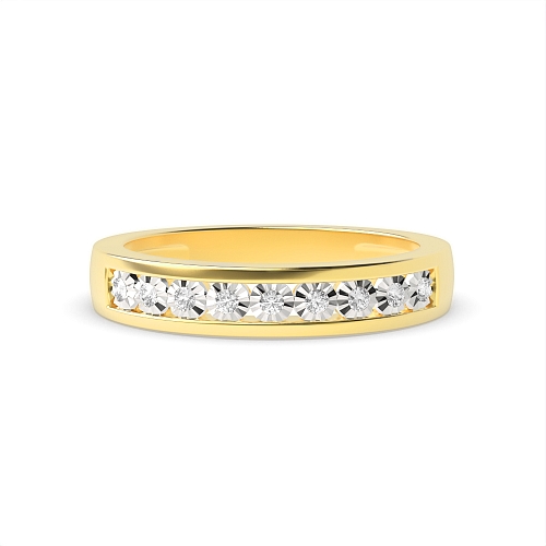 Channel Setting Round Yellow Gold Illusion set Engagement Rings