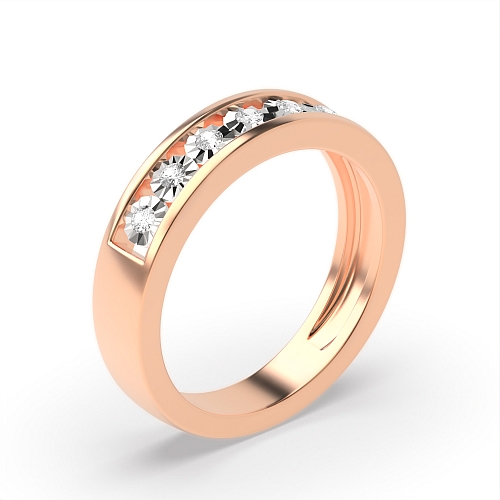 Channel Setting Round Rose Gold Illusion set Engagement Rings