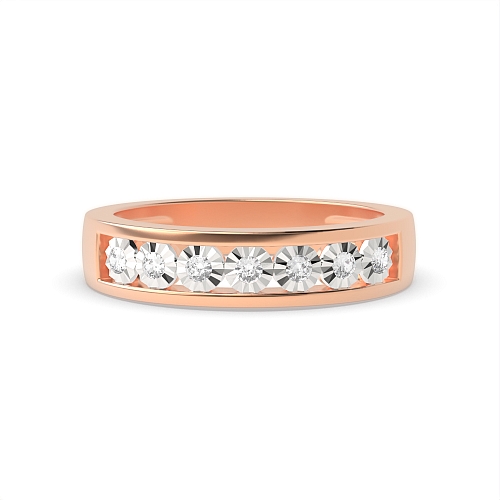 Channel Setting Round Rose Gold Illusion set Engagement Rings