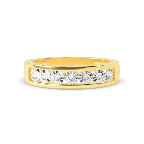 Channel Setting Round Yellow Gold Illusion set Engagement Rings
