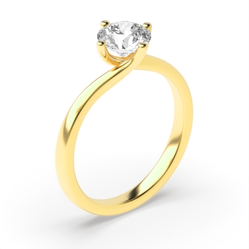 Round Yellow Gold Twisted Head Delicate Engagement Rings