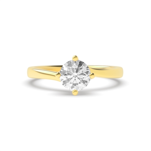 Round Yellow Gold Twisted Head Delicate Engagement Rings