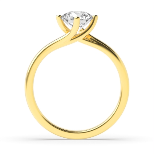 Round Yellow Gold Twisted Head Delicate Engagement Rings