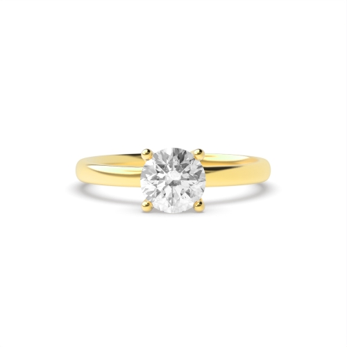 4 Prong Round Yellow Gold Delicate open set Engagement Rings