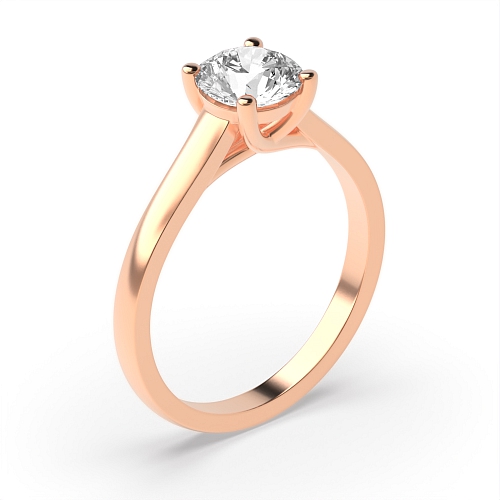 4 Prong Round Rose Gold Crossover claws classic Engagement Rings