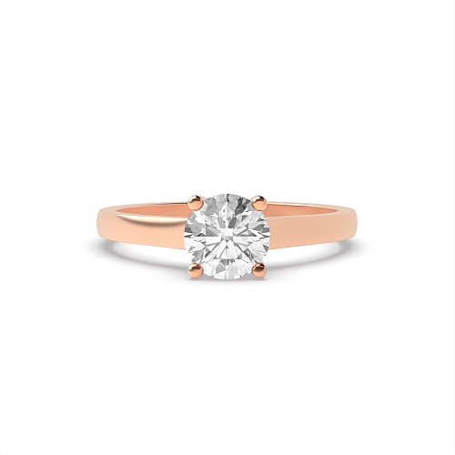 4 Prong Round Rose Gold Crossover claws classic Engagement Rings