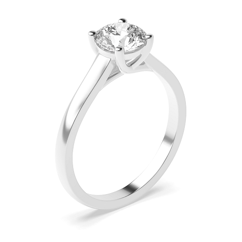 4 Prong Round Platinum Crossover claws classic Engagement Rings