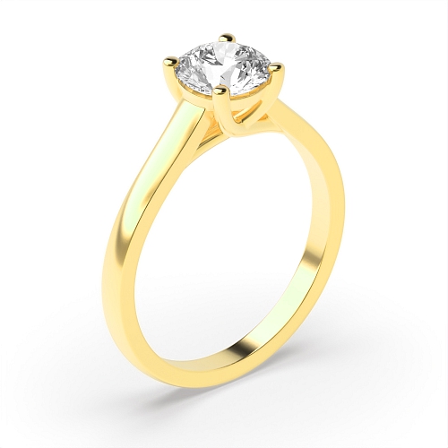 4 Prong Round Yellow Gold Crossover claws classic Engagement Rings