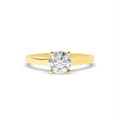 4 Prong Round Yellow Gold Crossover claws classic Engagement Rings