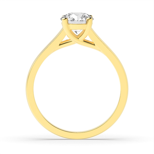 4 Prong Round Yellow Gold Crossover claws classic Engagement Rings