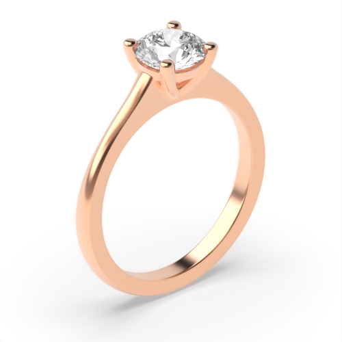 4 Prong Round Rose Gold Raised solid shoulder Engagement Rings