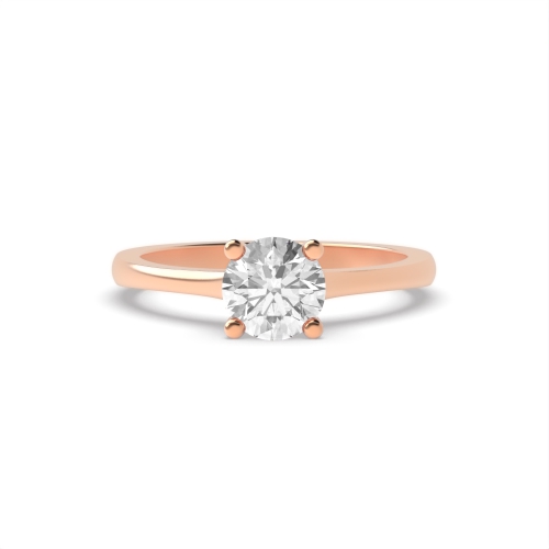 4 Prong Round Rose Gold Raised solid shoulder Engagement Rings