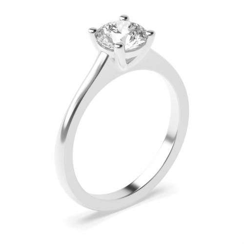 4 Prong Round Raised Solid Shoulder Solitaire Diamond Ring