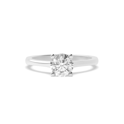 4 Prong Round Raised Solid Shoulder Solitaire Diamond Ring