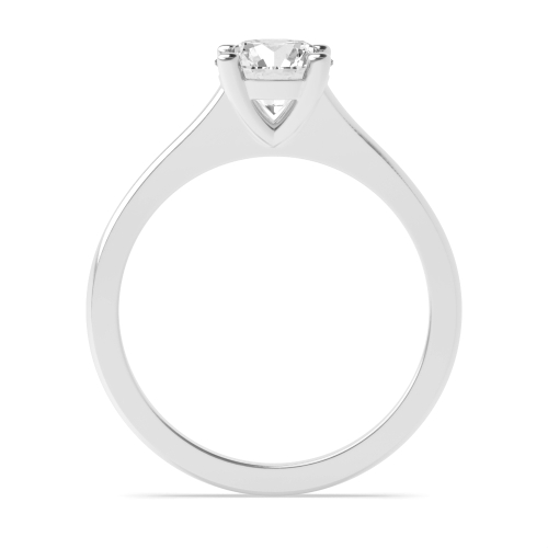 4 Prong Round Raised Solid Shoulder Solitaire Diamond Ring