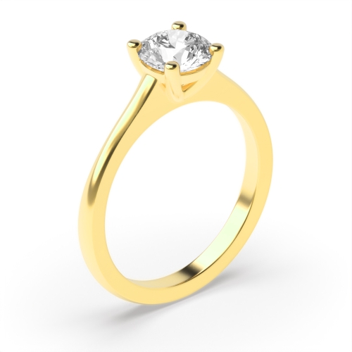 4 Prong Round Yellow Gold Raised solid shoulder Engagement Rings