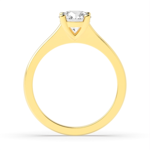 4 Prong Round Yellow Gold Raised solid shoulder Engagement Rings