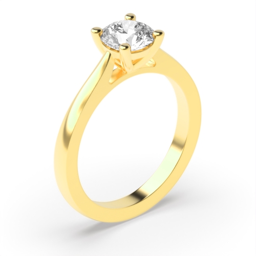 4 Prong Round Yellow Gold Gallary shoulder Engagement Rings