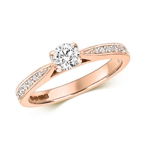 4 Prong Round Rose Gold Sweep Engagement Rings
