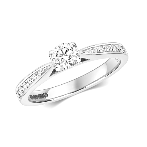 4 Prong Round Sweep Side Stone Engagement Rings