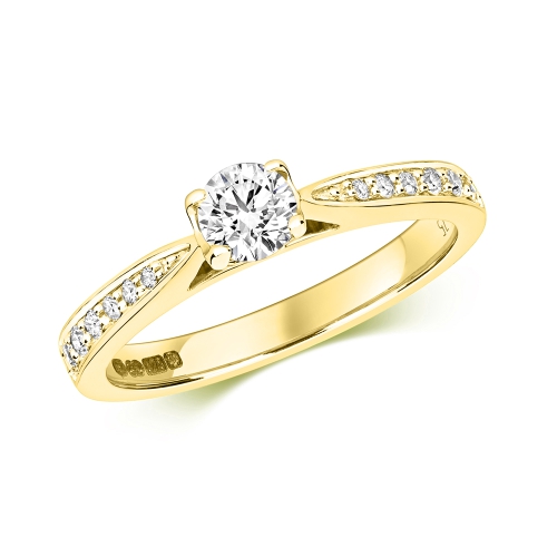 4 Prong Round Yellow Gold Sweep Engagement Rings