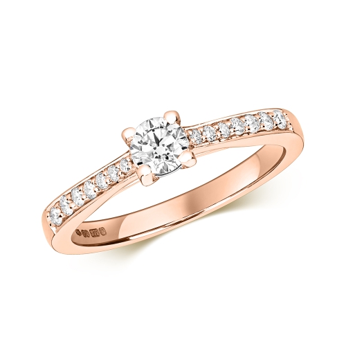 4 Prong Round Rose Gold Whisper orbital Engagement Rings