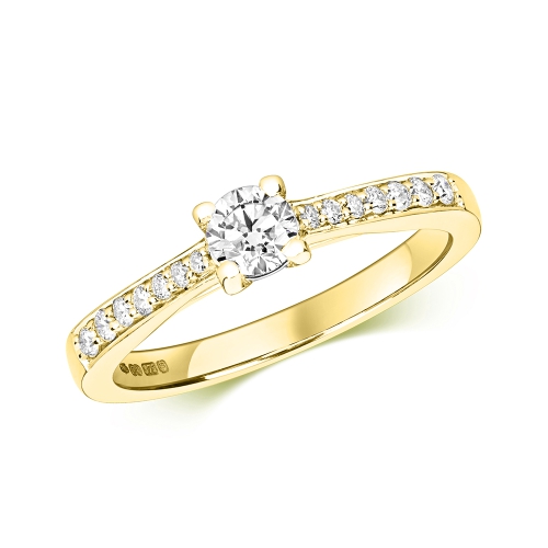 4 Prong Round Yellow Gold Whisper orbital Engagement Rings
