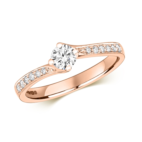 4 Prong Round Rose Gold Shoulder solitare Engagement Rings