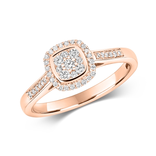Pave Setting Round Rose Gold Sculpt Engagement Rings