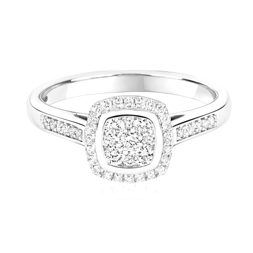 Pave Setting Round Shimmer Engagement Rings
