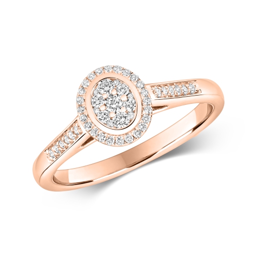 Pave Setting Round Rose Gold Fullglint Engagement Rings
