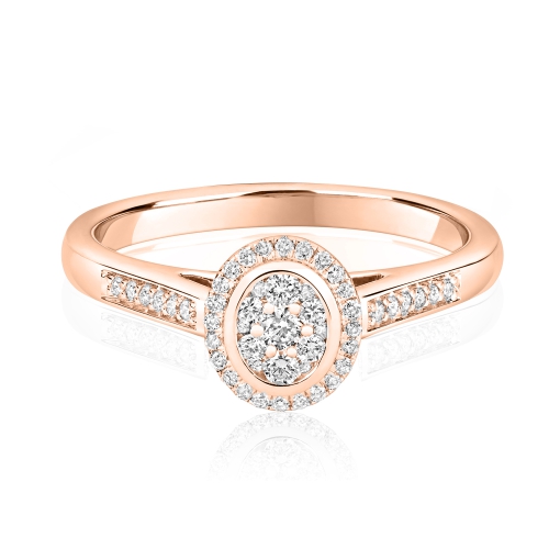 Pave Setting Round Rose Gold Fullglint Engagement Rings