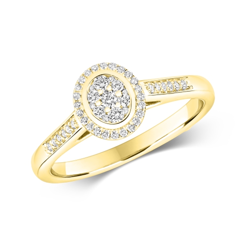 Pave Setting Round Yellow Gold Fullglint Engagement Rings