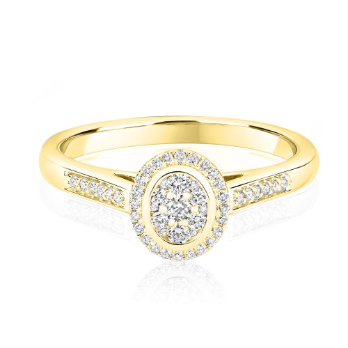 Pave Setting Round Yellow Gold Fullglint Engagement Rings