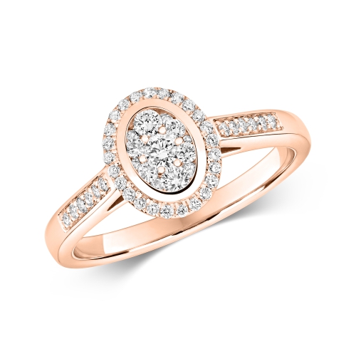 Pave Setting Round Rose Gold Myst Engagement Rings