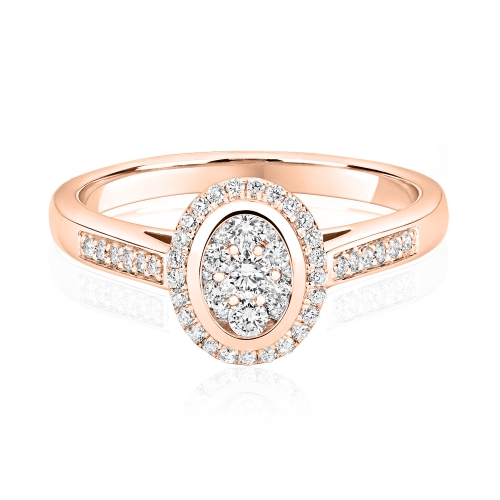 Pave Setting Round Rose Gold Myst Engagement Rings