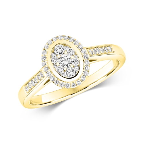 Pave Setting Round Yellow Gold Myst Engagement Rings