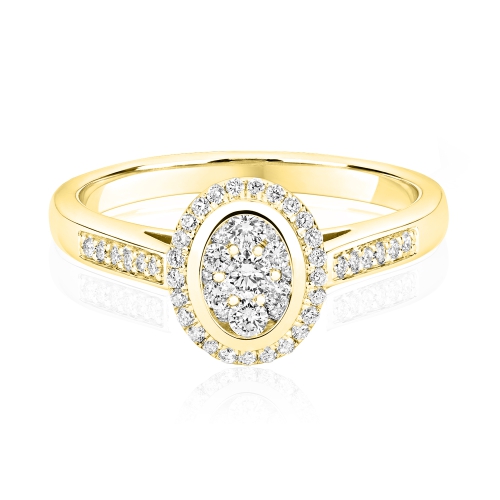 Pave Setting Round Yellow Gold Myst Engagement Rings