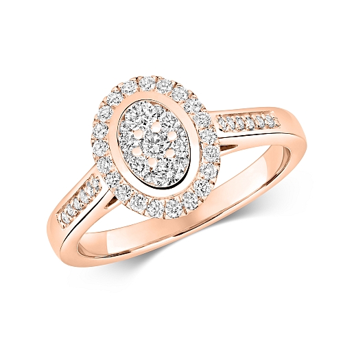 Pave Setting Round Rose Gold Unique halo Engagement Rings
