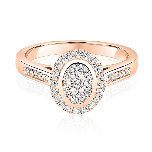 Pave Setting Round Rose Gold Unique halo Engagement Rings