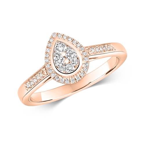 Pave Setting Round Rose Gold Bloom Engagement Rings