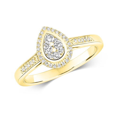 Pave Setting Round Yellow Gold Bloom Engagement Rings
