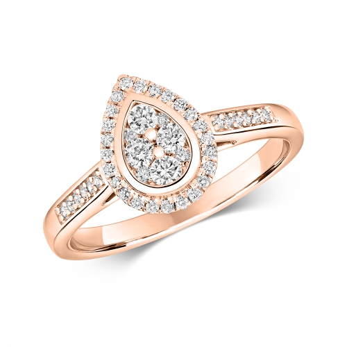 Pave Setting Round Rose Gold Tide Engagement Rings