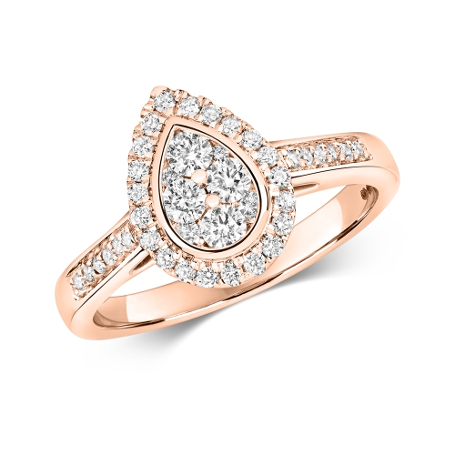 Pave Setting Round Rose Gold Glintveil Engagement Rings