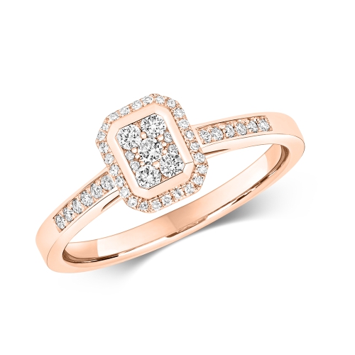 Pave Setting Round Rose Gold Harmony Engagement Rings