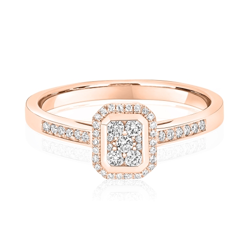 Pave Setting Round Rose Gold Harmony Engagement Rings