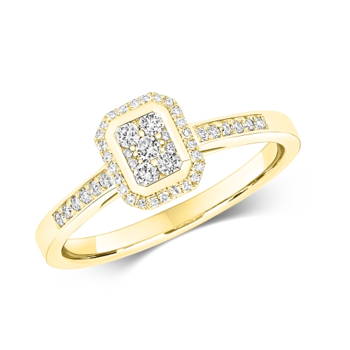 Pave Setting Round Yellow Gold Harmony Engagement Rings