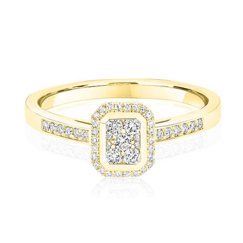 Pave Setting Round Yellow Gold Harmony Engagement Rings