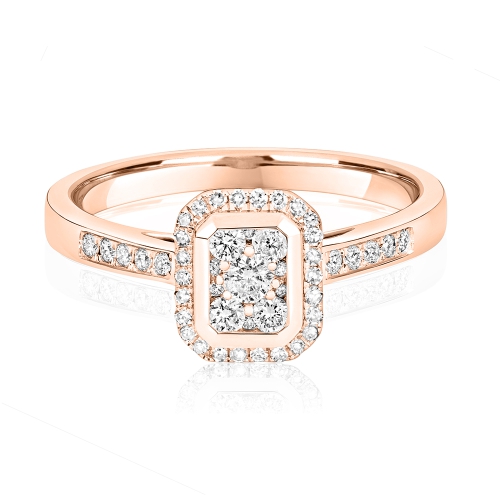 Pave Setting Round Rose Gold Whisper midway Engagement Rings